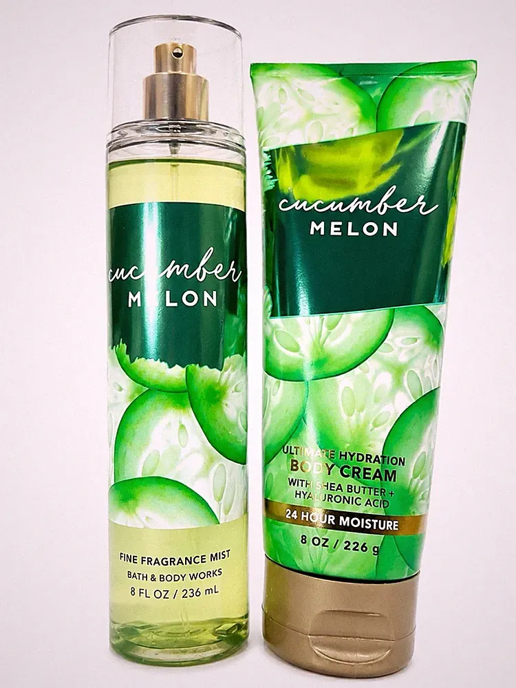 Bath & Body Works Cucumber Melon Mist & Body Cream Set Shea Hyaluronic