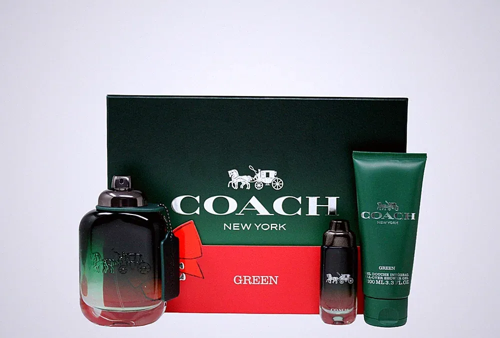 COACH GREEN 3 PIECE GIFT SET EAU DE TOILETTE NATURAL SPRAY 100 ML/3.3 FL.OZ.